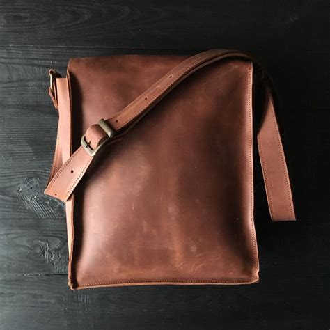 Mens Shoulder Bag Brown Leather Crossbody Bag Mens Crossbody Etsy