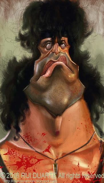 Gran Caricatura Del Actor Sylvester Stallone Interpretando A Rambo