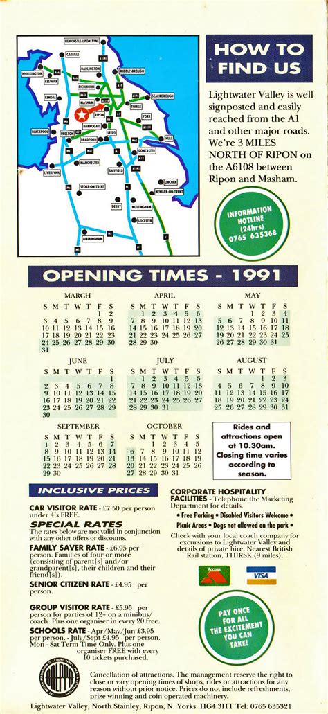 Lightwater Valley Theme Park: Vintage Flyer and Map from season 1991