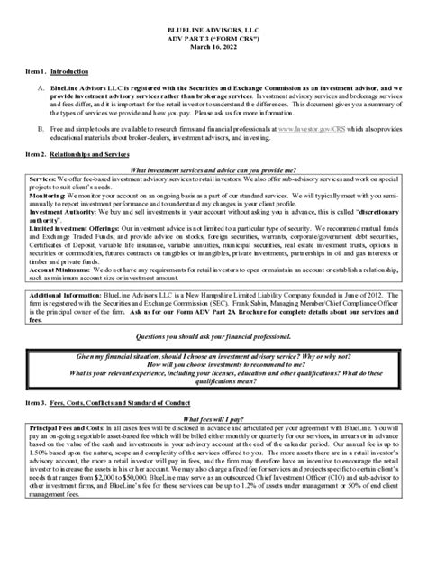 Fillable Online Form Adv Part Form Crs Relationship Summary Sec