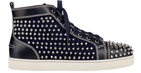 Christian Louboutin Louis Flat Calf Spikes Blue For Men Lyst