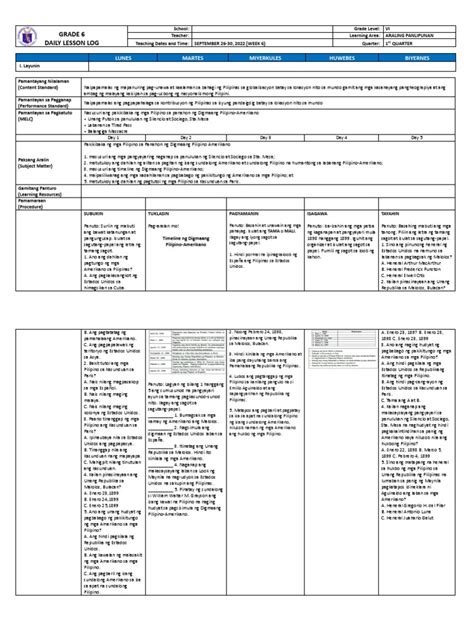 Melc Based Grade 6 Dll Quarter 1 Week 6 Pdf