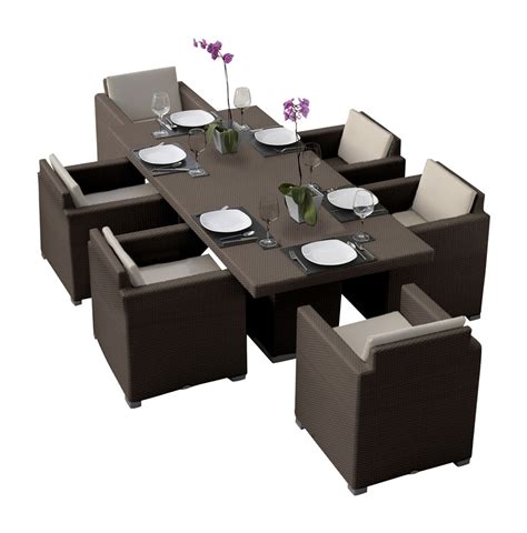 Hospitality Rattan Sydney 7 Piece Wicker Dining Set - Modern Wicker ...