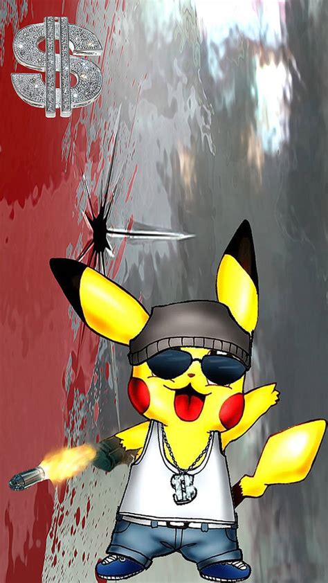 Download Pikachu Gangster Cartoon Art Wallpaper | Wallpapers.com