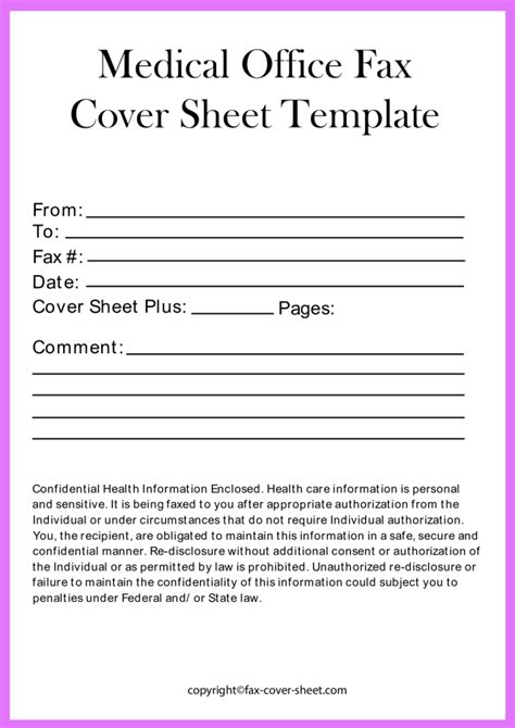 Medical Office Fax Cover Sheet Template In Pdf Format