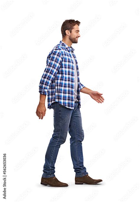 Studio Shot Of A Man Walking Isolated On A PNG Background Stock Photo