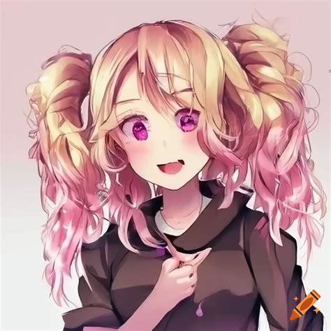 Anime Girl With Curly Pigtails And Pink And Blonde Hair On Craiyon