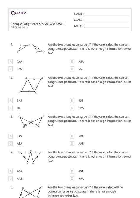 50 Congruence Worksheets For 11th Year On Quizizz Free And Printable