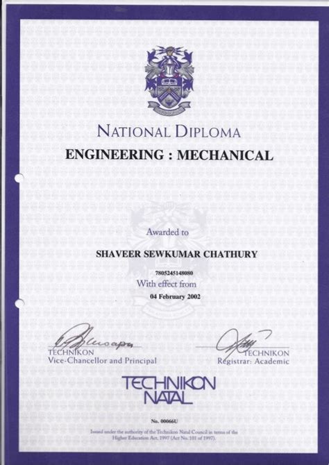 National Diploma Certificate