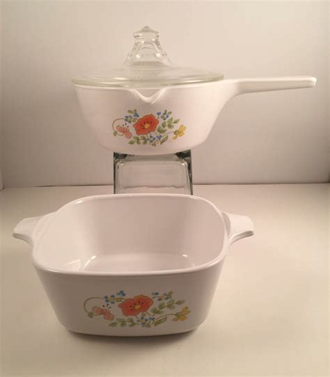 Vintage Corning Ware Wildflower P 89 B With Lid And Wildflower P 43 B 2 3