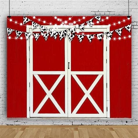 Amazon Leowefowa 10x8ft Red Barn Door Backdrop Vintage Farmhouse