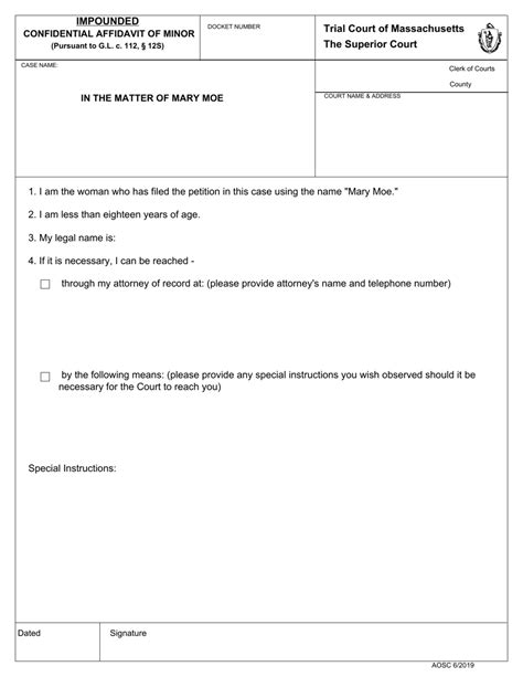 Massachusetts Military Affidavit Form