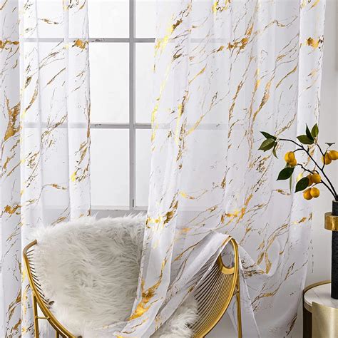 Amazon Sutuo Home Marble Sheer Curtains Inch Long Panels Set