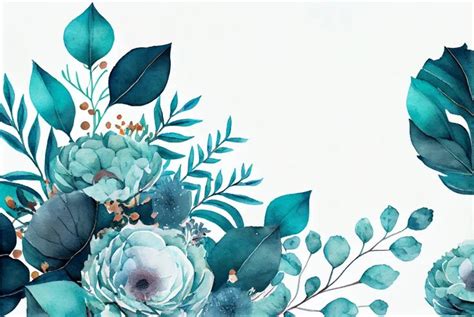 Free Watercolor Turquoise Flower Background | Flower backgrounds, Blue flowers background ...