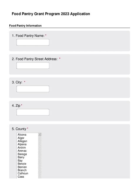 Fillable Online Food Pantry Grant Program 2023 Application Fax Email