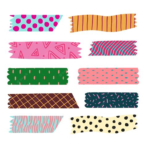 Premium Vector Hand Drawn Washi Tape Collection