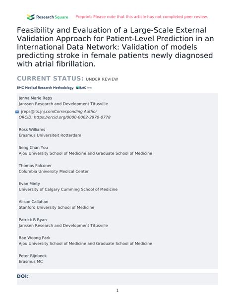 PDF Feasibility And Evaluation Of A Large Scale External Validation