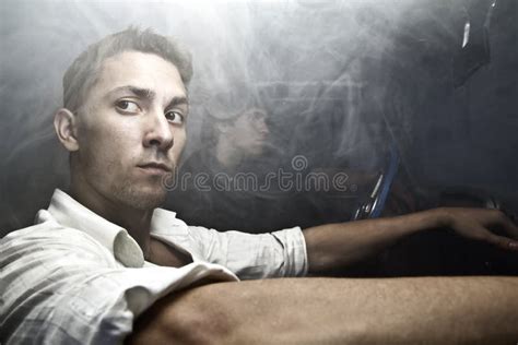 Man In Car Full Of Smoke Stock Photo Image Of Abstract 81067018