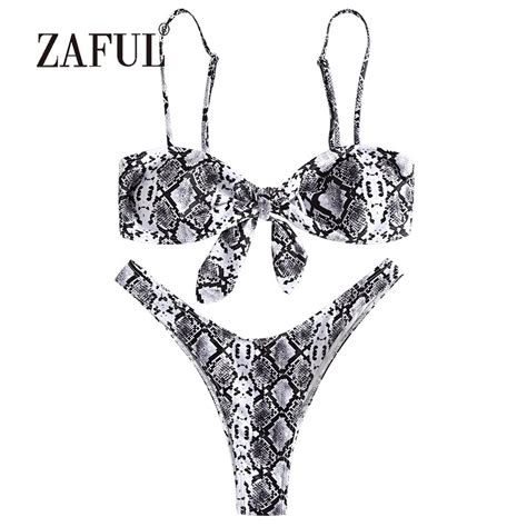 Aliexpress Buy ZAFUL Sexy Snakeskin Bikini Knotted Women Swimsuit