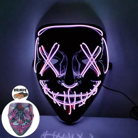 M Scara Led Neon Halloween Balada Festa Terror Cosplay Promo Mercadolivre