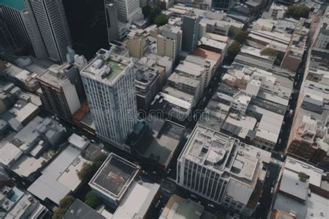 Vuelo De Drones De Ajetreado Paisaje Urbano Con Rascacielos Y Calles