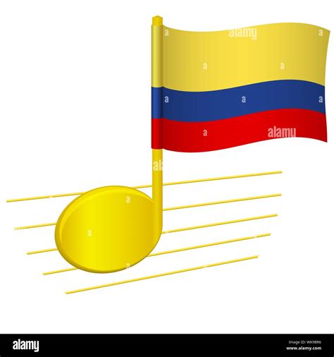 Colombia flag and musical note. Music background. National flag of ...