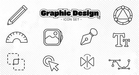 Conjunto De Iconos De Diseño Gráfico Vector Premium