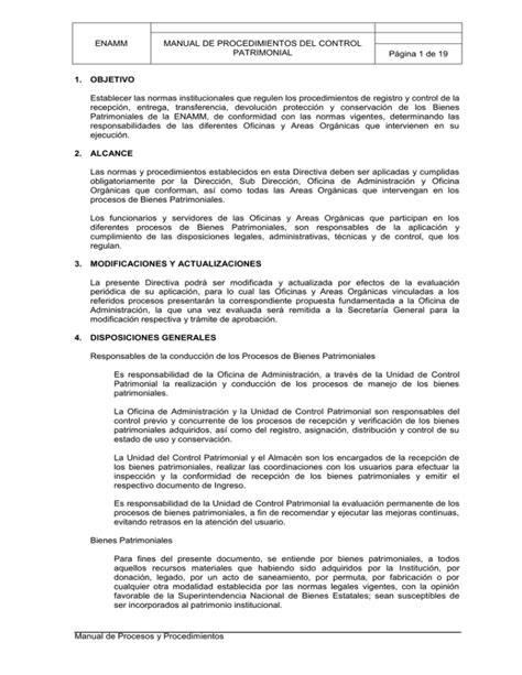 Manual De Procedimientos De Control Patrimonial