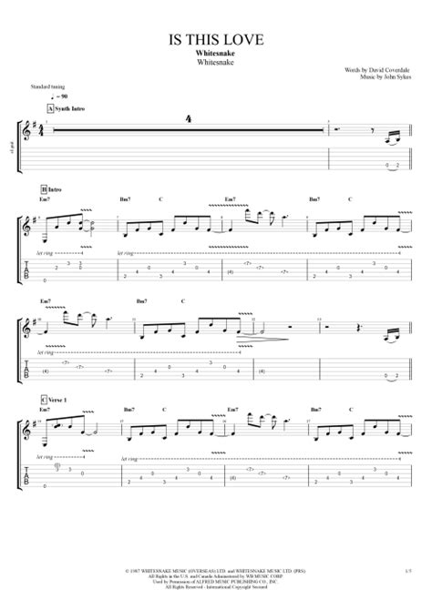 Is This Love By Whitesnake Full Score Guitar Pro Tab