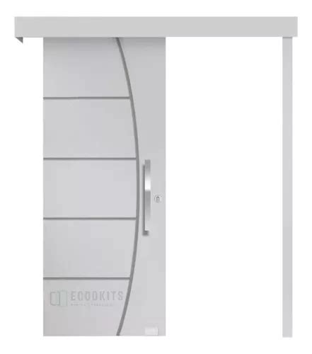 Porta De Correr Branca Laqueada Friso Trilho 210x80 Completa R 1 145