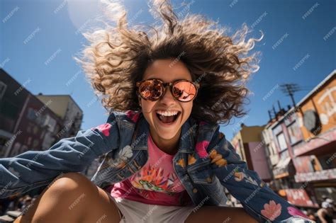 Premium Ai Image A Woman Wearing Sunglasses And Smiling