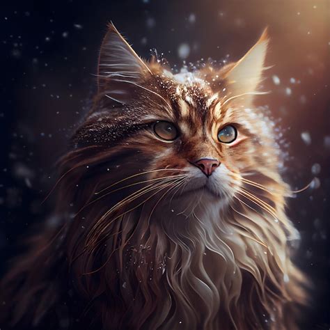 Retrato De Un Gato Maine Coon En La Nevada Foto Premium