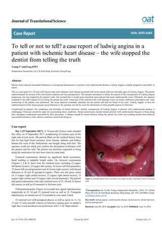 To Tell Or Not To Tell A Case Report Of Ludwig Angina In A Patient With