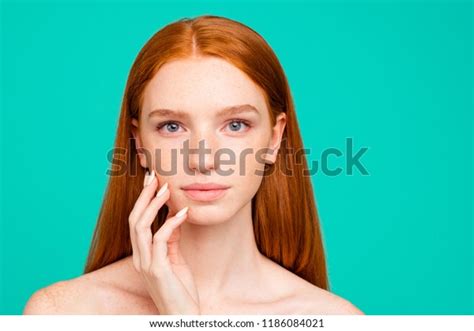 Closeup Portrait Nude Calm Redhaired Girl Stock Photo 1186084021