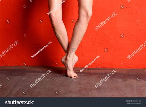 Naked Woman Ballerinas Legs On Red Stock Photo 762609406 Shutterstock