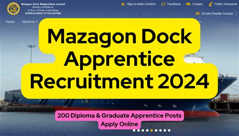 Mazagon Dock Apprentice Recruitment 2024 200 Diploma Graduate