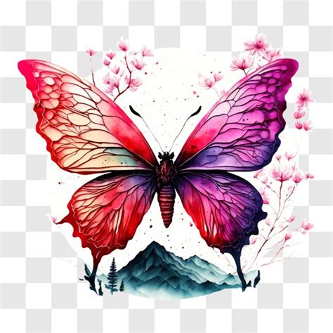 Descarga Mariposa Colorida Con Alas Rosadas Y Moradas Frente A La Luna