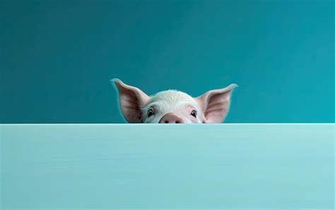 Premium Ai Image A Cute Pig Peeking Out From Behind A Background