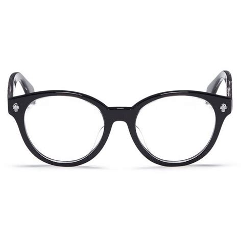 Alexander Mcqueen Floating Skull Stud Acetate Round Optical Glasses