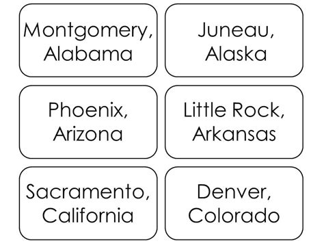 50 States And Capitals Flashcards Printable