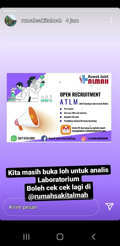 Info Loker Radiografer Registrasi Kasir Analis Lab Dokter Umum Perawat