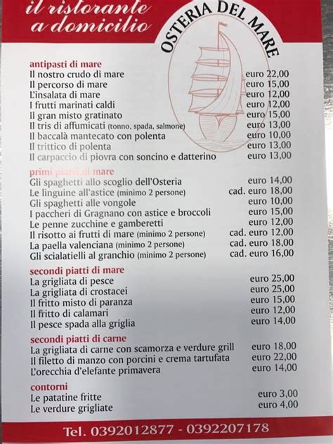 Menu Da Osteria Del Mare Ristorante Sovico