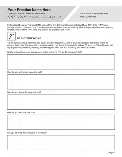 Dbt Tipp Skills Worksheet Pdf