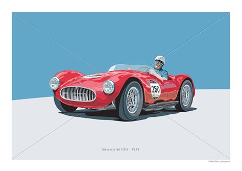 Digital Painting Of Maserati A6 GCS Of 1953 Mad Mac Art Maurizio