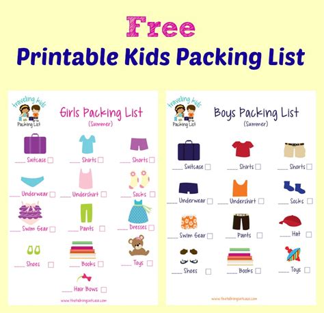 Kids Packing List {Free Printable}