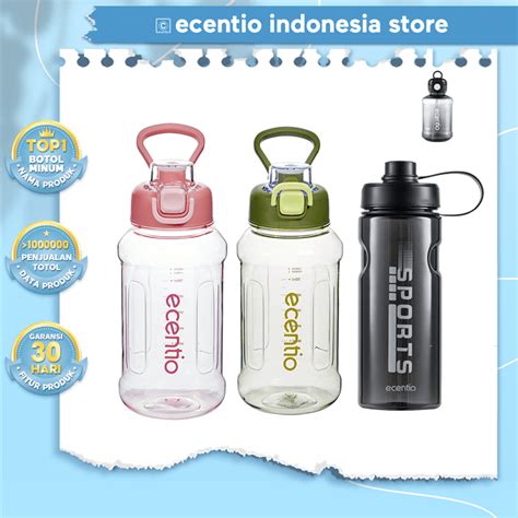 Jual Ecentio Botol Minum Besar Olahraga 1000ml 1300ml Dengan Sedotan