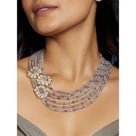 Buy Joules By Radhika Layered Grey Necklace Online