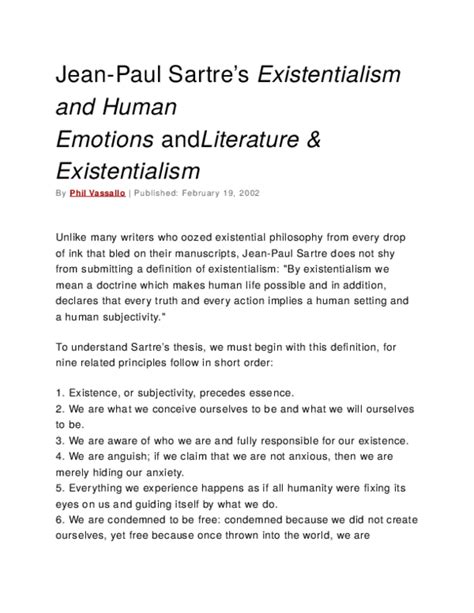 (DOC) Jean-Paul Sartre's Existentialism and Human Emotions ...