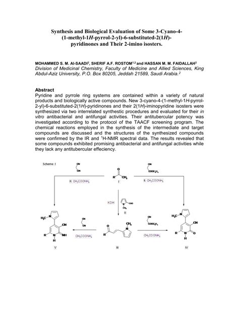 Synthesis And Biological Evaluation Of Some 3 Cyano 4 1