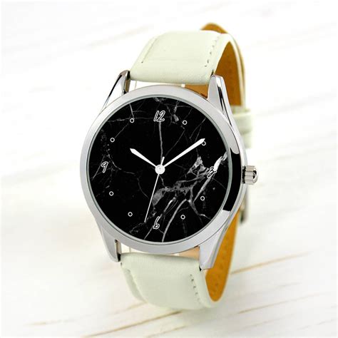 Black Marble Watch Minimalist Art Watch Mens Watches Etsy